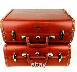 1952 Samsonite Luggage Set Vintage Shwayder Bros Inc 2 Hard Shell Suitcases