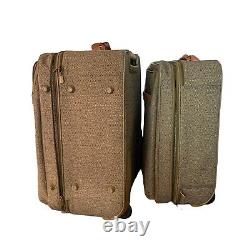 2 Hartmann Tweed & Leather 24 & 22 Rolling Wheeled Luggage Bag Vintage Cases