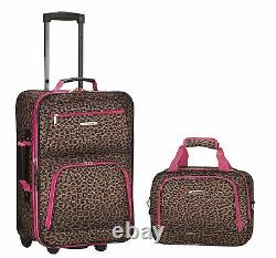 2 Piece Luggage Set Polyester Pink Giraffe New