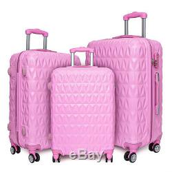 20/24/28 Small Large Suitcase Hard Shell Travel Trolley Hand Luggage Pink UK