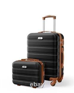 20 Suitcase & Mini Cosmetic Case Luggage 2-Piece Set(CB/20) Black Brown