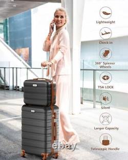 20 Suitcase & Mini Cosmetic Case Luggage 2-Piece Set(CB/20) Black Brown