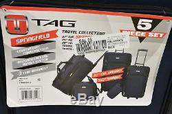 $200 NEW TAG Springfield III Blue 5 Piece Luggage Set Expandable Suitcase Navy