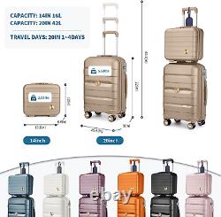 20IN Carry On Luggage and 14IN Mini Cosmetic Cases Travel Set Hardside Luggage w