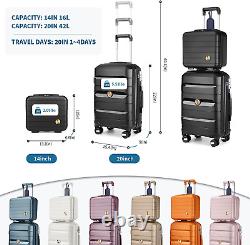 20IN Carry on Luggage and 14IN Mini Cosmetic Cases Travel Set Hardside Lu