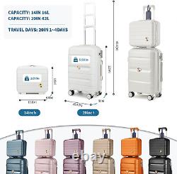 20IN Carry on Luggage and 14IN Mini Cosmetic Cases Travel Set Hardside Luggage w