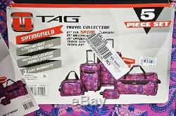 $249 TAG Travel Springfield III Print 5 Piece Set Suitcase Luggage Purple Floral