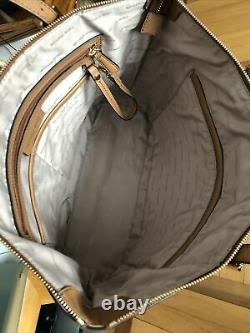 268 Michael Kors Jet Set LG Acorn Saffiano Luggage Leather Tote Shopper Bag MINT