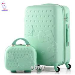 28'' women Hello Kitty Roller Trolley Luggage Toiletry cosmetic box case bag set