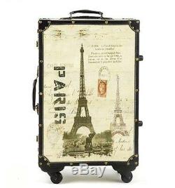 2pc. 14 & 24 Eiffel Tower Retro Paris Style Travel Trolley Spinner Luggage Set
