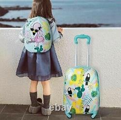 2pc Flamingo Parrot Tropical Travel 16 12 Kids Suitcase with Wheels Luggage Set