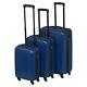 3 Dunlop Abs 4 Wheeled Spinner Suitcase Set Hard Shell Luggage Baggage Cases