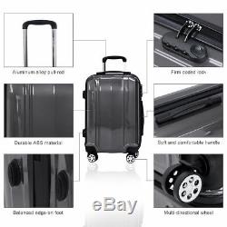 3 PC Gray Luggage Travel Set Pull Handle Trolley Suitcase Lock 360 Spin 4 Wheels