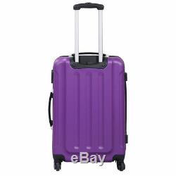 3 PC Purple Luggage Set Bag Trolley Hard Shell Travel Suitcase Wheel Handle Lock