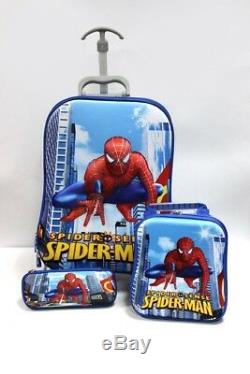 3 PCS Spiderman Cartoon Trolley Suitcase Set Children School Bag Christmas Gift
