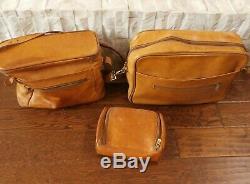 3 Pc Set Hartmann Belting Leather Luggage Messenger, Carry-On & Toiletry Case