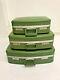 3 Pc Vintage Green Nesting Luggage Set Suitcase Bag Mid Century Carry On Avocado