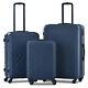 3 Piece Luggage Set Abs Lightweight Suitcase W 2 Hooks, Spinner Wheels, Tsa Lock