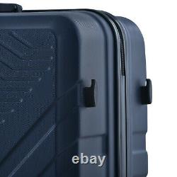 3 Piece Luggage Set ABS Lightweight Suitcase w 2 Hooks, Spinner Wheels, TSA Lock