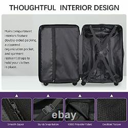 3 Piece Luggage Sets Expandable ABS Hardshell Hardside Lightweight Purple