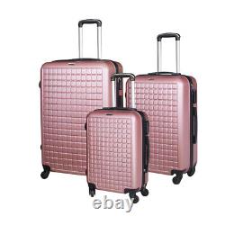 3 Piece Luggage Sets Hard Shell Lock Suitcase Spinner Wheels Lightweight Device