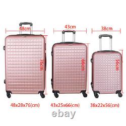 3 Piece Luggage Sets Hard Shell Lock Suitcase Spinner Wheels Lightweight Device