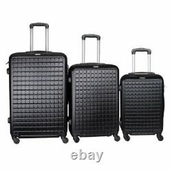 3 Piece Luggage Sets Hard Shell Suitcase+Spinner Wheels ABS Set 20 24 28 Tool