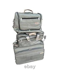 3PC Briggs and Riley Luggage Set'Olive' 2 Luggages 1 Personal Hand Carry-On Bag