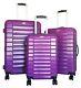 3pc Luggage Set Hardside Rolling 4wheel Spinner Carryon Travel Case Purple