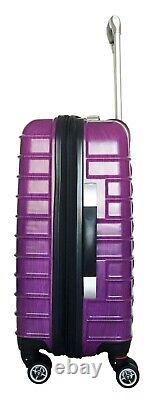 3Pc Luggage Set Hardside Rolling 4Wheel Spinner CarryOn Travel Case Purple