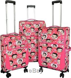 3Pc Luggage Set Travel Bag Rolling 4Wheel CarryOn Expandable Upright Betty Boop