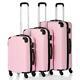 3pcs 20/24/28 Luggage Travel Set Bag Tsa Lock Trolley Carry On Suitcase Pink