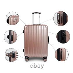3pc Luggage Set. Hardside Rolling 4 Wheel Spinner CarryOn Travel Case ABS / Poly