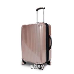 3pc Luggage Set. Hardside Rolling 4 Wheel Spinner CarryOn Travel Case ABS / Poly