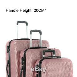 3pcs Hard Shell Luggage Suitcase Set Travel Luggage Trolley Case Rose Gold
