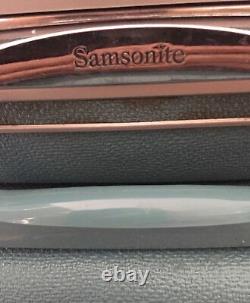 4 Piece Vintage Samsonite Silhouette Luggage Set Blue with Train Case