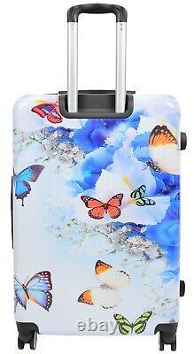 4 Wheel Suitcases Multi Butterfly PC Hard Shell Luggage Lightweight Travel Bag