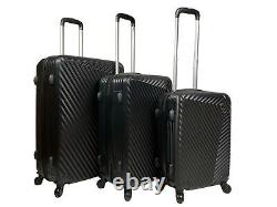 4 Wheels Luggage Travel Trolley Set Of 3 ABS Holiday Bags Lightweight Suitcase