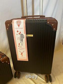 $400 Puiche Expandable Luggage 20 Suitcase Carry On 2 Piece Set Vanity Black