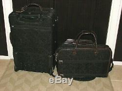 5 piece Brighton Black/Brown Luggage Set VGC