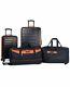 $500 New Nautica Sea Tide 4-piece Hardside Luggage Set Blue Orange Travel Bag