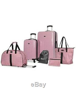 $500 New Steve Madden Signature 6 PC Luggage Set Hard Suitcase Spinner Pink