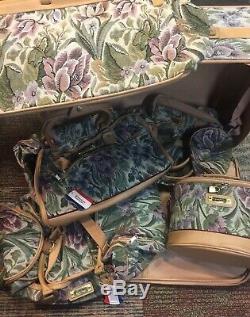 6 Pcs Vintage American Tourister Floral Tapestry Luggage Complete Set Awesome