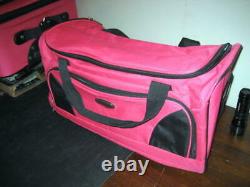6-piece Pink Protocol Suitcase Set-2 cases 2 Handbags 1 Red Satchel 1 cosmetic
