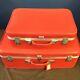 Amelia Earhart Red Suitcase Set Of 2 1965 Mid Century Vtg Luggage 27 & 21 +tag