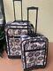 American Tourister 60s/70s Set Of 2 Unique Boho Flower Power Rolling Suitcases