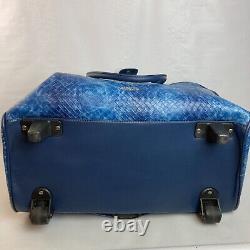 Abbacino Blue Leather 2-Piece Rolling Suitcase Trolley & Tote Travel Luggage Set