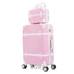 Abs Retro Luggage Women Trolley Bag Vintage Suitcase Set On Wheels 20 To 26 In
