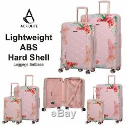 Aerolite 55cm Hard Shell 4 Wheel Travel Hold Luggage Cabin Bag Cases Rose Blush