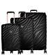 Alexis Lightweight Luggage 3 Pc Set, 3-piece Set (21/25/29) Black/rose Gold